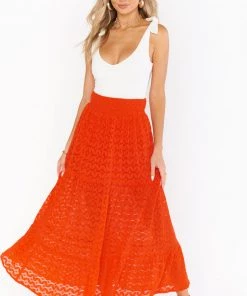 Show Me Your Mumu Melinda Maxi Skirt ~ Spacey Lacey Red