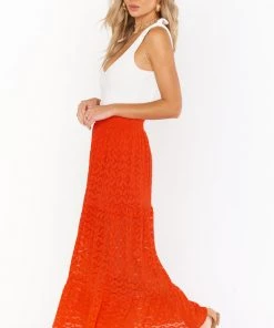 Show Me Your Mumu Melinda Maxi Skirt ~ Spacey Lacey Red