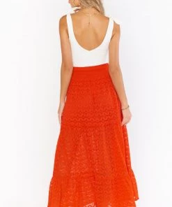 Show Me Your Mumu Melinda Maxi Skirt ~ Spacey Lacey Red