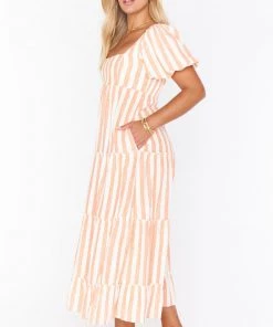 Show Me Your Mumu Linds Midi Dress ~ Dreamsicle Stripe Linen