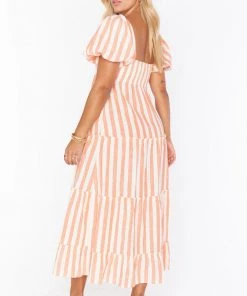 Show Me Your Mumu Linds Midi Dress ~ Dreamsicle Stripe Linen