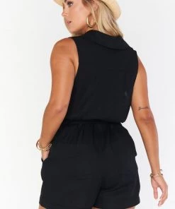 Show Me Your Mumu Milano Romper ~ Black Linen New Mu 12 Show Me Your Mumu Milano Romper ~ Black Linen New Mu