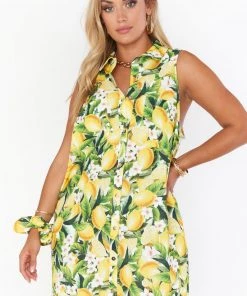 Show Me Your Mumu Basic Button Up Dress ~ Citrus Stretch New Mu