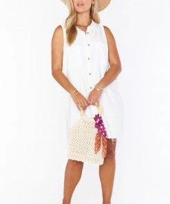 Show Me Your Mumu Basic Button Up Dress ~ White Linen