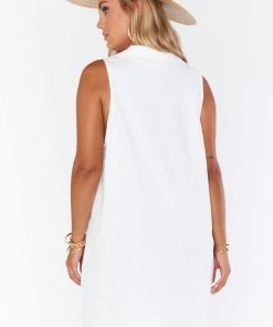 Show Me Your Mumu Basic Button Up Dress ~ White Linen