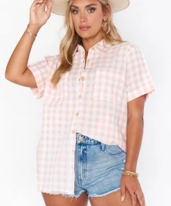 Show Me Your Mumu Ciao Shirt ~ Peach Gingham