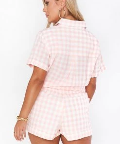 Show Me Your Mumu Bella Shorts ~ Peach Gingham