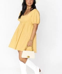 Show Me Your Mumu New Mu Smitten Babydoll Dress ~ Marigold Linen