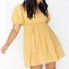 Show Me Your Mumu New Mu Smitten Babydoll Dress ~ Marigold Linen
