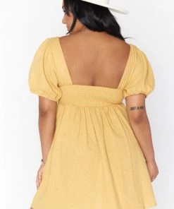 Show Me Your Mumu New Mu Smitten Babydoll Dress ~ Marigold Linen