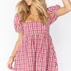 Show Me Your Mumu New Mu Smitten Babydoll Dress ~ Pink Plaid