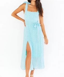 Show Me Your Mumu Claire Midi Dress ~ Sky Blue Ditsy New Mu