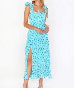 Show Me Your Mumu Claire Midi Dress ~ Blue Ditsy New Mu