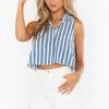 Show Me Your Mumu New Mu Kurt Collared Top ~ Sea Stripe