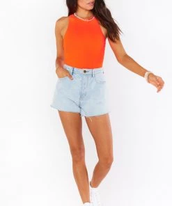 Show Me Your Mumu New Mu Best Bodysuit ~ Neon Orange Stretch