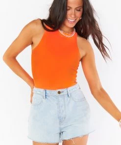 Show Me Your Mumu New Mu Best Bodysuit ~ Neon Orange Stretch