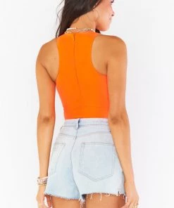 Show Me Your Mumu New Mu Best Bodysuit ~ Neon Orange Stretch