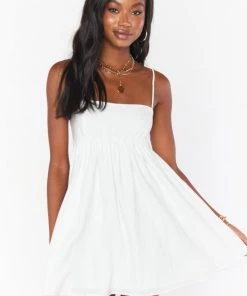 Show Me Your Mumu New Mu Gretchen Mini Dress ~ White Linen