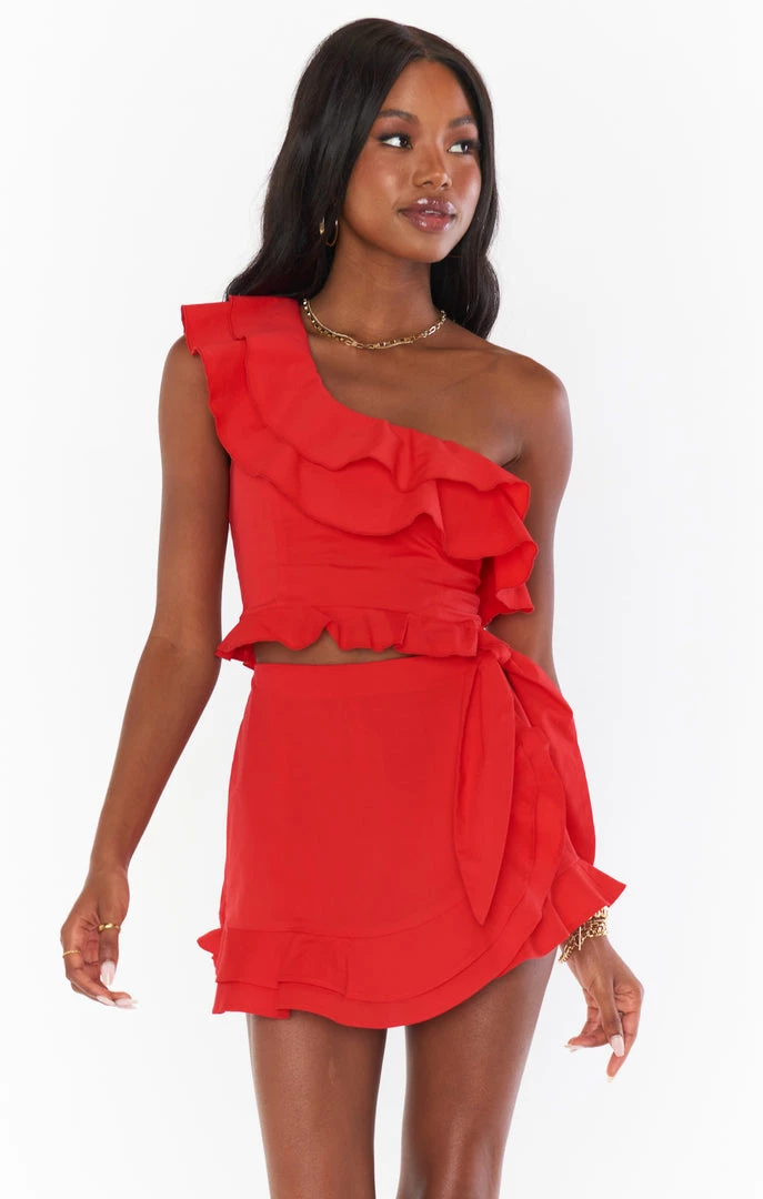 Show Me Your Mumu Leni Ruffle Top ~ Cherry Poplin 4 Show Me Your Mumu Leni Ruffle Top ~ Cherry Poplin
