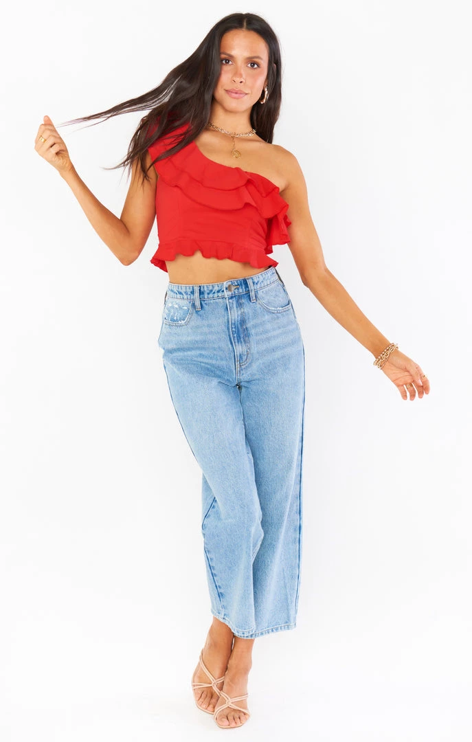 Show Me Your Mumu Leni Ruffle Top ~ Cherry Poplin 7 Show Me Your Mumu Leni Ruffle Top ~ Cherry Poplin