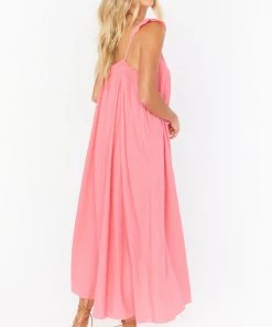 Show Me Your Mumu Oasis Ruffle Dress ~ Flamingo Pink Linen