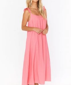 Show Me Your Mumu Oasis Ruffle Dress ~ Flamingo Pink Linen