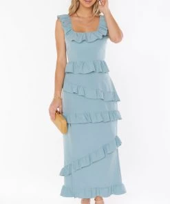 Show Me Your Mumu New Mu Greta Dress ~ Silver Sage Stretch Crepe