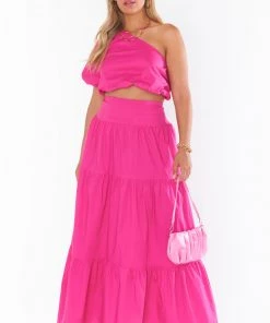 Show Me Your Mumu Melody Maxi Skirt ~ Hot Pink Poplin
