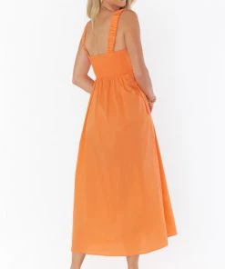 Show Me Your Mumu Fling Midi Dress ~ Orange Poplin New Mu