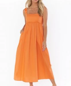 Show Me Your Mumu Fling Midi Dress ~ Orange Poplin New Mu