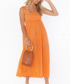 Show Me Your Mumu Fling Midi Dress ~ Orange Poplin New Mu