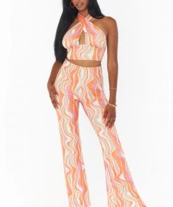 Show Me Your Mumu Frolic Flare Pants ~ Wavy Stripe