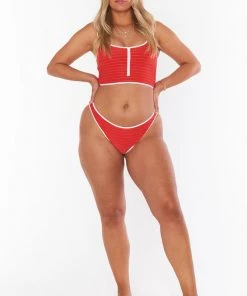 Show Me Your Mumu Tankini Zip Top ~ Red Rib Colorblock New Mu