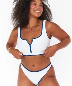 Show Me Your Mumu Tankini Zip Top ~ White Rib Colorblock