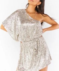 Show Me Your Mumu New Mu Trish Dress ~ Platinum Sequins