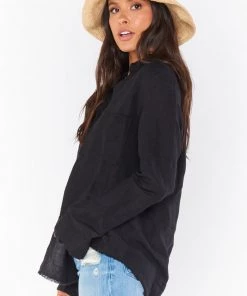 Show Me Your Mumu New Mu Marcella Shirt ~ Black Linen