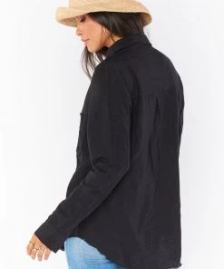 Show Me Your Mumu New Mu Marcella Shirt ~ Black Linen