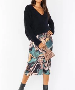 Show Me Your Mumu Maci Skirt ~ Miss Marble Luxe Satin