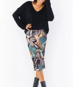 Show Me Your Mumu Maci Skirt ~ Miss Marble Luxe Satin