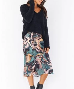 Show Me Your Mumu Maci Skirt ~ Miss Marble Luxe Satin