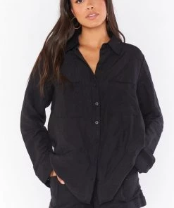 Show Me Your Mumu New Mu Marcella Shirt ~ Black Linen