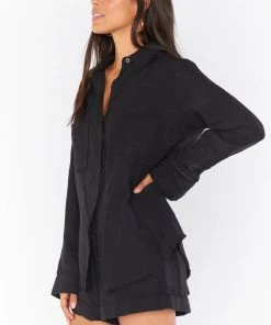 Show Me Your Mumu New Mu Marcella Shirt ~ Black Linen