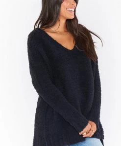 Show Me Your Mumu Hug Me Sweater ~ Black Fuzzy Knit