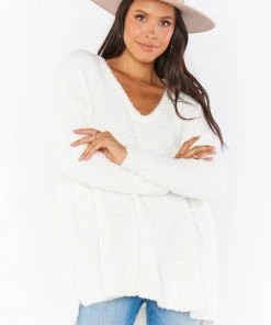 Show Me Your Mumu New Mu Hug Me Sweater ~ White Fuzzy Knit