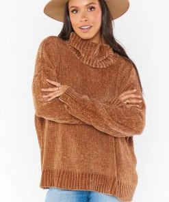 Show Me Your Mumu Fatima Turtleneck Sweater ~ Caramel Chenille