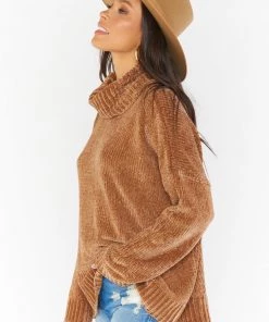 Show Me Your Mumu Fatima Turtleneck Sweater ~ Caramel Chenille