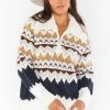 Show Me Your Mumu New Mu Sun Valley Pullover ~ Fair Isle With Faux Sherpa