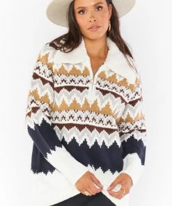 Show Me Your Mumu New Mu Sun Valley Pullover ~ Fair Isle With Faux Sherpa