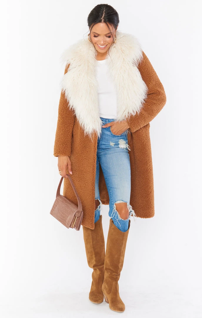 Show Me Your Mumu Stay Warm Jacket ~ Mocha Faux Sherpa With Faux Fur 7 Show Me Your Mumu Stay Warm Jacket ~ Mocha Faux Sherpa With Faux Fur