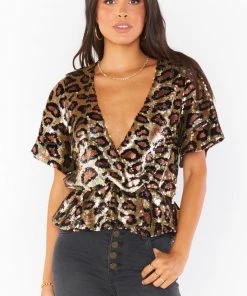 Show Me Your Mumu Eve Top ~ Party Cheetah Sequins Tops